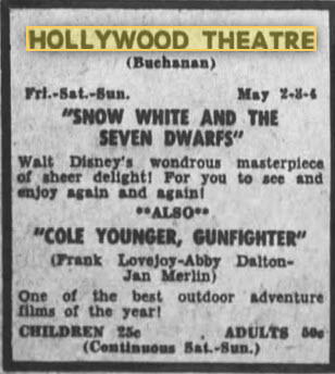 Hollywood Theatre - May 1 1958 Ad (newer photo)